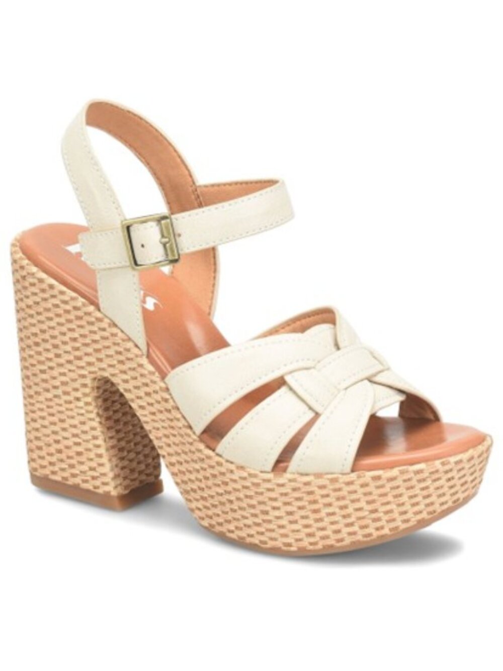 Korks by Kork-Ease Dee Sandals Strappy Wedge Heel Platform Off White Size 10 NEW